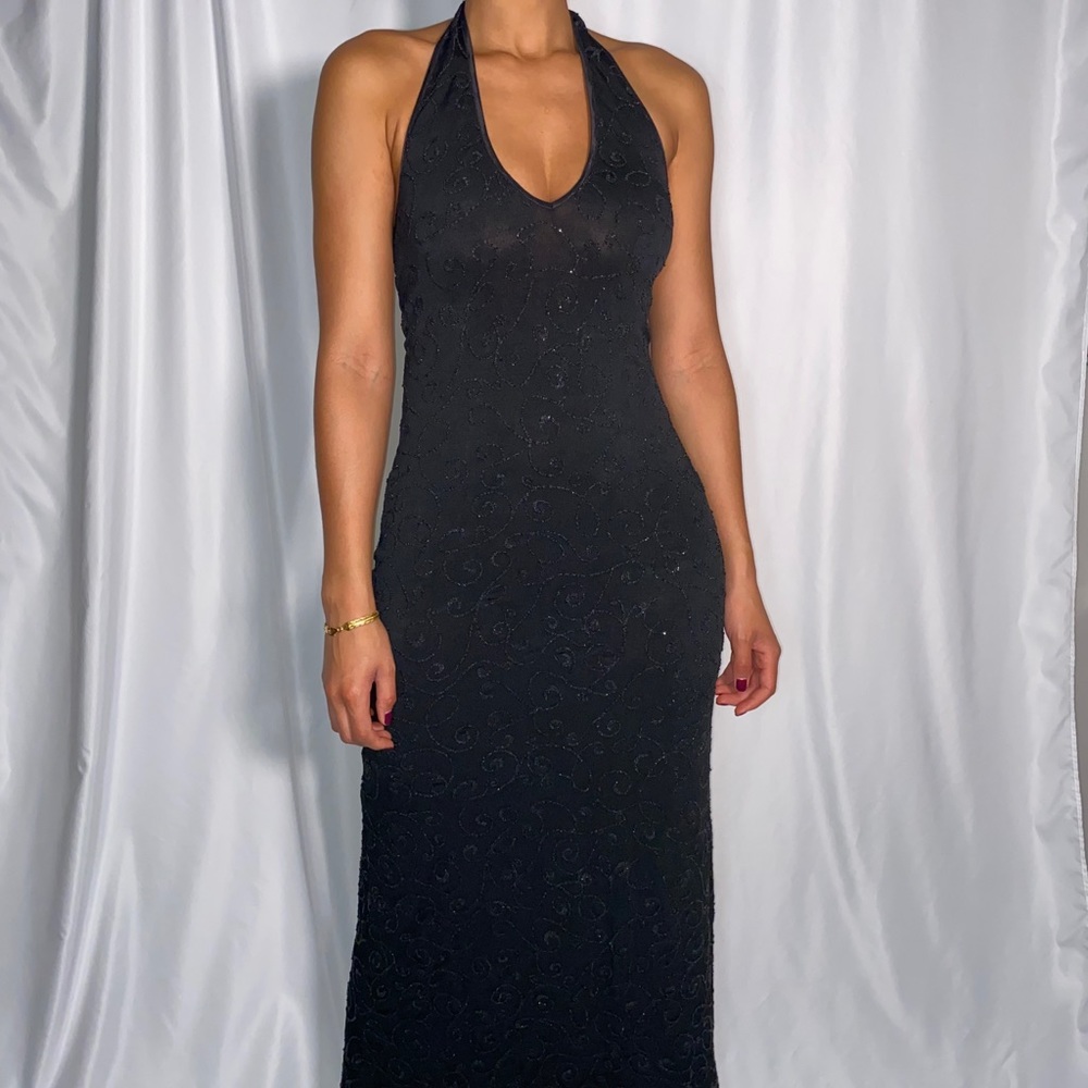 Vintage Alexia Admor NY Black Bedazzled Dress